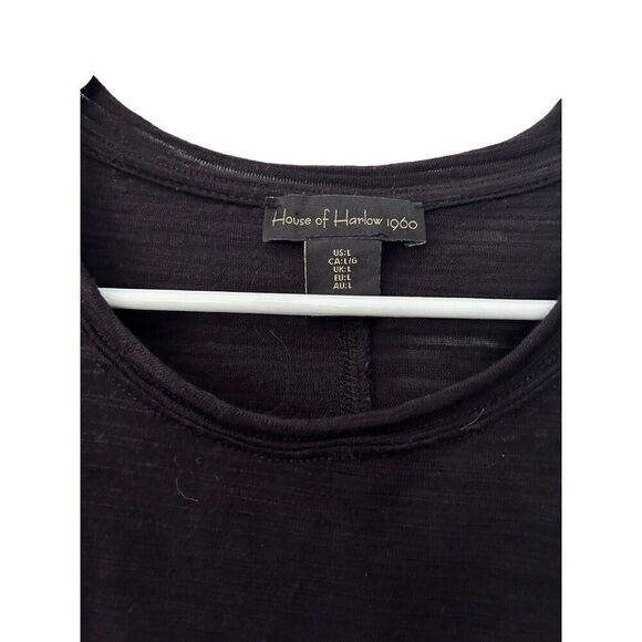 House Of Harlow 1960 Women's Ruched Long Sleeve Burnout Top Black Large - Picture 7 of 8